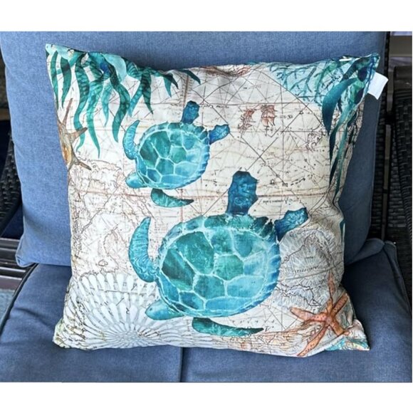 Beach Pillow Covers Soft Cases Set Cottage Decor Coastal Nautical Decoration 18" - Picture 5 of 8